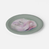 ソフトピンクフラミンゴパステルパーソナライズされた誕生日 ペーパープレート (アングル)