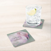 ソフトピンクフラミンゴパステル スクエアペーパーコースター (インサイチュ)