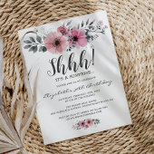 ソフトピンクフローラウォーターカラーシャサプライズ誕生日 招待状