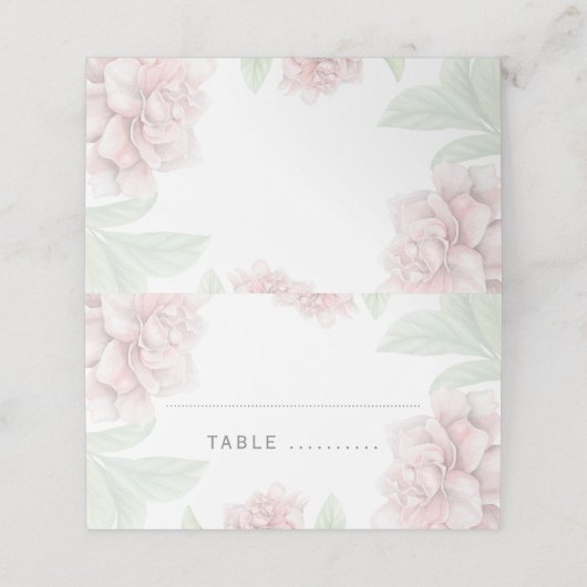 ソフトピンクフローラエレガントホワイト庭園の結婚式 プレイスカード (外部開封)