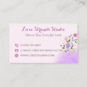 ソフトピンクフローラエレガント美容師デザイン 名刺 (裏面)