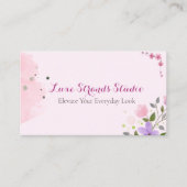 ソフトピンクフローラエレガント美容師デザイン 名刺 (正面)