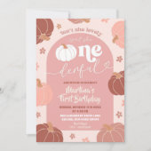 ソフトピンクフローラカボチャOnederful 1st誕生日 招待状 (正面)