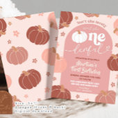 ソフトピンクフローラカボチャOnederful 1st誕生日 招待状