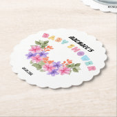 ソフトピンクフローラガールベビーシャワー ペーパーコースター (アングル)