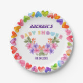 ソフトピンクフローラガールベビーシャワー ペーパープレート (正面)