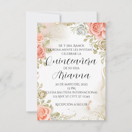 ソフトピンクフローラキンセアニラ招待状結婚/s 招待状 (正面)