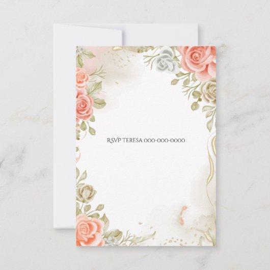 ソフトピンクフローラキンセアニラ招待状結婚/s 招待状 (裏面)