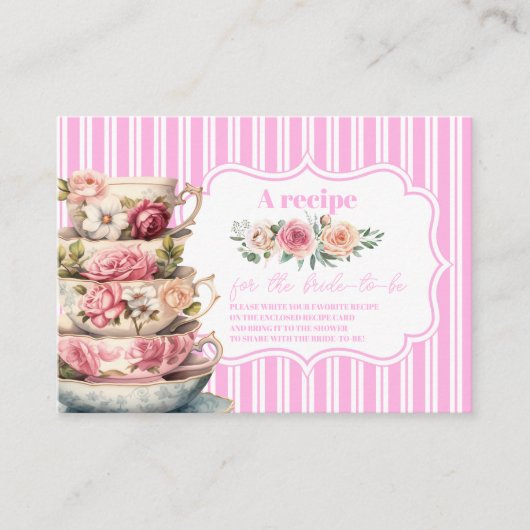 ソフトピンクフローラティーブライダルシャワーレシピ エンクロージャーカード (正面)
