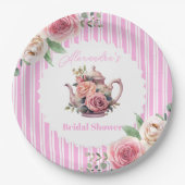 ソフトピンクフローラティーブライダルシャワー ペーパープレート (正面)