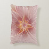 ソフトピンクフローラドリーム抽象芸術フラクタルアートフラワー アクセントクッション (裏面(縦))