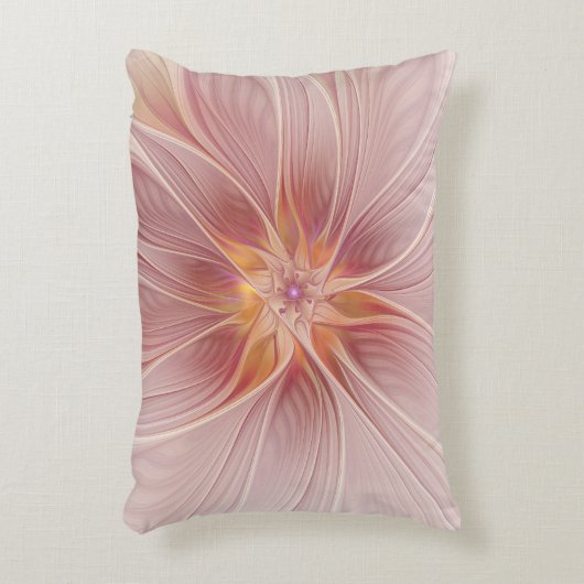 ソフトピンクフローラドリーム抽象芸術フラクタルアートフラワー アクセントクッション (正面(垂直))
