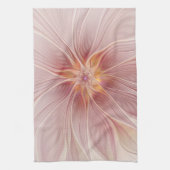 ソフトピンクフローラドリーム抽象芸術フラクタルアートフラワー キッチンタオル (縦)