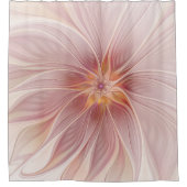 ソフトピンクフローラドリーム抽象芸術フラクタルアートフラワー シャワーカーテン (正面)