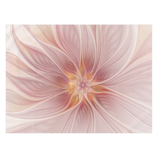 ソフトピンクフローラドリーム抽象芸術フラクタルアートフラワー テーブルクロス (正面(横))