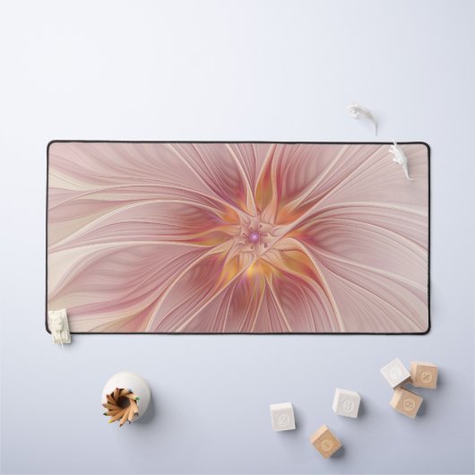 ソフトピンクフローラドリーム抽象芸術フラクタルアートフラワー デスクマット (キッズテーブル)