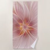 ソフトピンクフローラドリーム抽象芸術フラクタルアートフラワー ビーチタオル (正面)