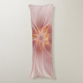 ソフトピンクフローラドリーム抽象芸術フラクタルアートフラワー ボディピロー (正面縦)