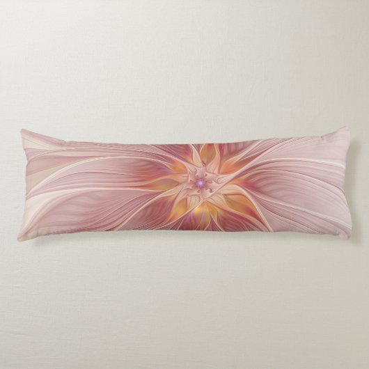 ソフトピンクフローラドリーム抽象芸術フラクタルアートフラワー ボディピロー (正面)