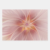 ソフトピンクフローラドリーム抽象芸術フラクタルアートフラワー ラッピングペーパーシート (正面3)
