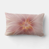 ソフトピンクフローラドリーム抽象芸術フラクタルアートフラワー ランバークッション (裏面)