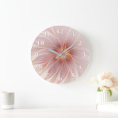 ソフトピンクフローラドリーム抽象芸術フラクタルアートフラワー ラージ壁時計 (ホーム)