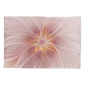 ソフトピンクフローラドリーム抽象芸術フラクタルアートフラワー 枕カバー (裏面)