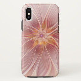 ソフトピンクフローラドリーム抽象芸術フラクタルアートフラワー iPhone XSケース