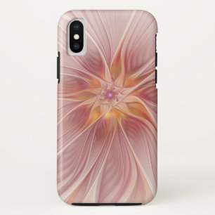 ソフトピンクフローラドリーム抽象芸術フラクタルアートフラワー iPhone X ケース