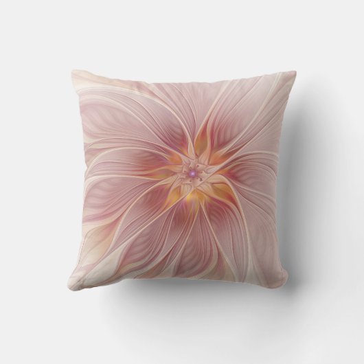 ソフトピンクフローラドリーム抽象芸術モダンフラワー名 クッション (裏面)