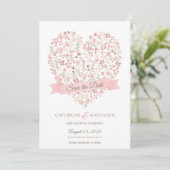 ソフトピンクフローラハート保存日 招待状 (スタンド正面)