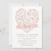 ソフトピンクフローラハート結婚式招待状 招待状 (正面)