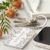 ソフトピンクフローラバラパーソナライズされた, キーホルダー (正面右)