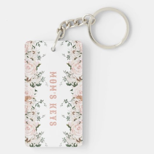 ソフトピンクフローラバラパーソナライズされた, キーホルダー (裏面)