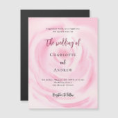 ソフトピンクフローラバララグジュアリー結婚ズ マグネット招待状 (正面/裏面)