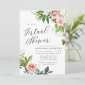 ソフトピンクフローラバーチャルベビーシャワー 招待状 (スタンド正面)