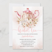 ソフトピンクフローラパンパスグラステアブライダルシャワー 招待状 (正面)