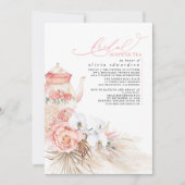 ソフトピンクフローラパンパスグラスブライダルシャワーティー 招待状 (正面)