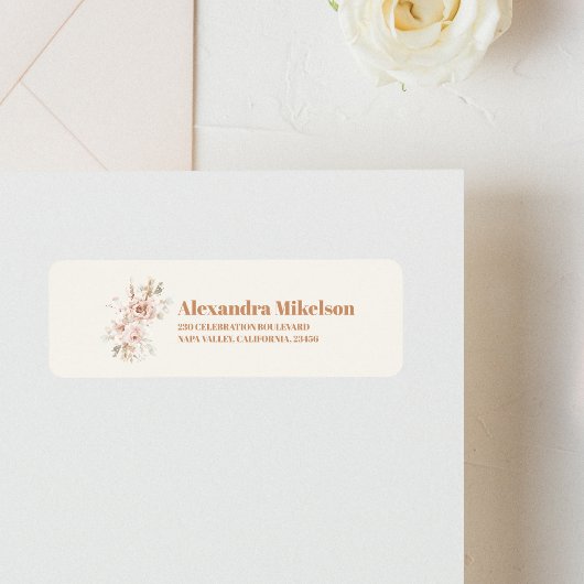 ソフトピンクフローラパンパスグラスブライダルシャワー ラベル