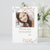 ソフトピンクフローラフォトサンキューカード 招待状 (スタンド正面)