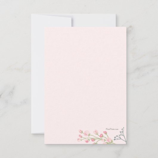 ソフトピンクフローラフォトサンキューカード 招待状 (裏面)