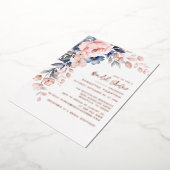 ソフトピンクフローラブライダルシャワーバラ金ゴールド 箔招待状 (回転した状態)