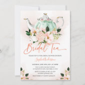 ソフトピンクフローラブライダルティーパーティーブライダルシャワー 招待状 (正面)