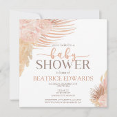 ソフトピンクフローラベビーシャワー招待状 招待状 (正面)