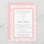 ソフトピンクフローラペイズリー第1聖餐式 招待状 (正面/裏面)