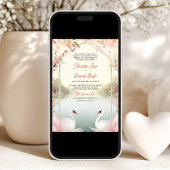 ソフトピンクフローラロマンチックスワンスインディアン結婚ズ 招待状