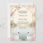 ソフトピンクフローラロマンチックスワンスインディアン結婚ズ 招待状 (正面)