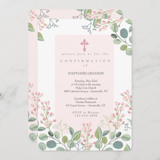ソフトピンクフローラ宗教 招待状 (正面/裏面)