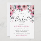 ソフトピンクフローラ水彩エレガントブライダルシャワー 招待状 (正面)