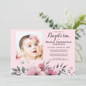 ソフトピンクフローラ洗礼エレガント 招待状 (スタンド正面)
